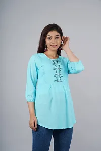 ANJAYA Wome's Embroidered Rayon Top Tunic Dress for Girls-thumb2