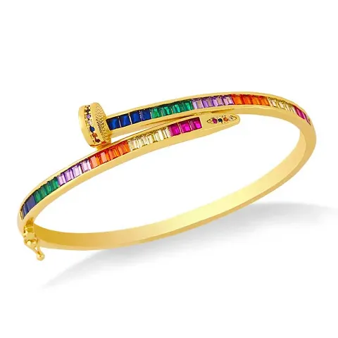 Cubic Zirconia Rainbow Color Bangle Bracelet