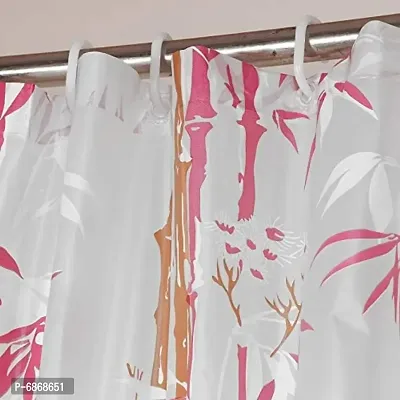 Glittering Stars Plastic / PVC ,Bathroom Water Proof Floral Shower Curtain 7ft (84 inches), Bamboo Leaves Design,1 pc (Bamboo Leaves Pink)-thumb3