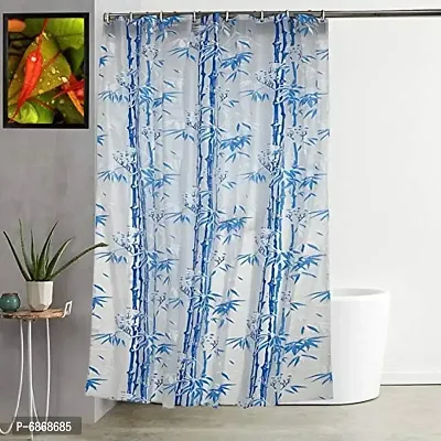 Glittering Stars Plastic / PVC ,Bathroom Water Proof Floral Shower Curtain 7ft (84 inches), Bamboo Leaves Design,1 pc (Bamboo Leaves Blue)-thumb0