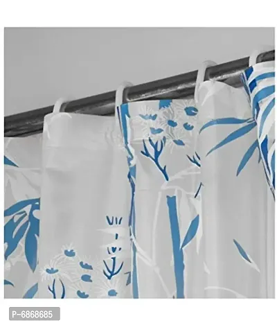 Glittering Stars Plastic / PVC ,Bathroom Water Proof Floral Shower Curtain 7ft (84 inches), Bamboo Leaves Design,1 pc (Bamboo Leaves Blue)-thumb2