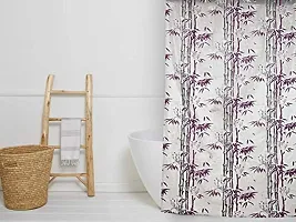 Design PVC Shower Curtain 7 Feet with Hooks (7 FEET Purple Set of 1)-thumb1