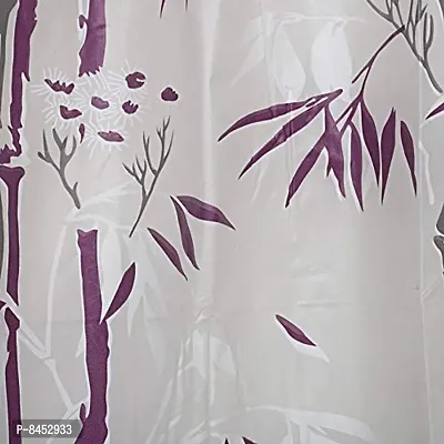 Classy PVC Shower Curtain 7 Feet with Hooks (7 FEET Purple Set of 2)-thumb3