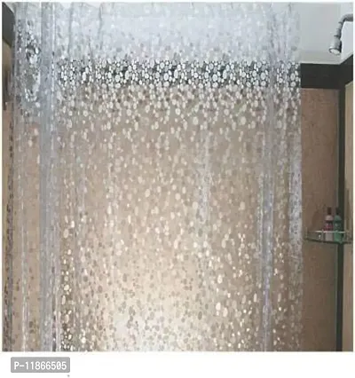 Transparent Coin Design Shower Curtain with 8 Hooks (7 ft, Transparent), waterproof-thumb4