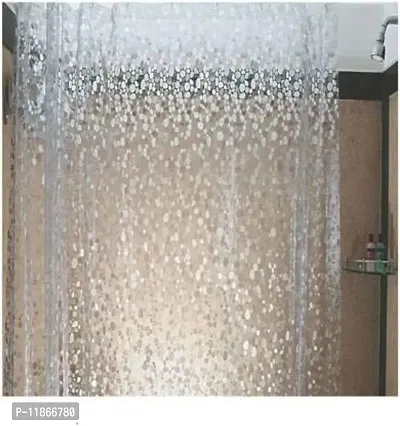 PVC Transparent Coin Design SET OF 2  Shower Curtain with 16 Hooks (10 ft, Transparent), waterproof-thumb4