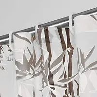 Bamboo Design PVC Shower Curtain Set of 1 with 8 Plastic Hooks (Brown)-thumb2
