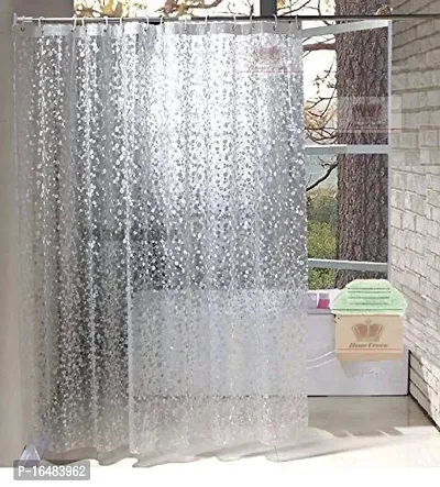 PVC Transparent Coin Design Shower Curtain with 8 Hooks, Waterproof (9 FEET by 4.5 FEET)-thumb0