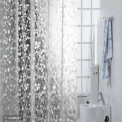 PVC Transparent Coin Design Shower Curtain with 8 Hooks, Waterproof (8 FEET by 4.5 FEET)-thumb2