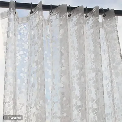 PVC Transparent Coin Design Shower Curtain with 8 Hooks, Waterproof (8 FEET by 4.5 FEET)-thumb3