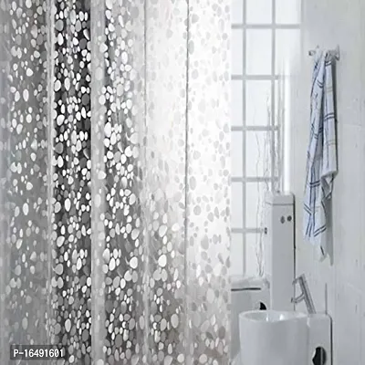 PVC Transparent Coin Design Shower Curtain with 8 Hooks, Waterproof (7 FEET by 4.5 FEET)-thumb2