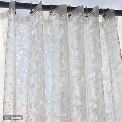 PVC Transparent Coin Design Shower Curtain with 8 Hooks, Waterproof (7 FEET by 4.5 FEET)-thumb3