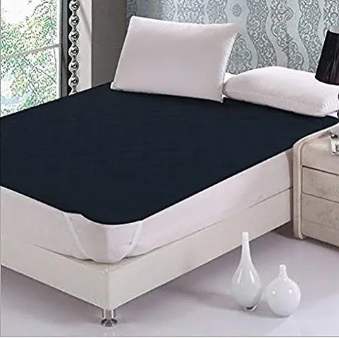 Glittering Stars Pvc  Waterproof Double Bed Mattress Protector Cover with Elastic Strap (Blue, 75 x 72 inch)