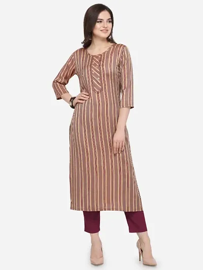 Stylish Striped Rayon Women Kurta