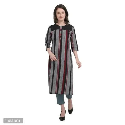 Elegant Multicolored Cotton Striped Women Kurta-thumb0