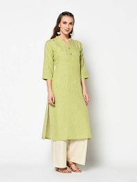 Stunning Green Rayon Self Design Women Kurta-thumb3