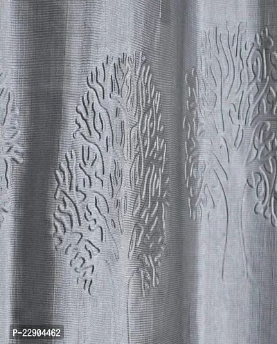 Dream Era Fine Decorative Polyester Grey Tree Punch Curtains for Window 2 Pc. Size 4 Feet x 6 Feet, Blackout-thumb4
