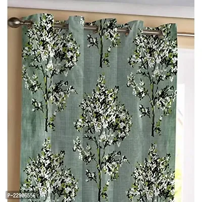 Dream Era Polyester Long Crush Tree Printed Curtain for Long Door 2 Pc. Color Green Size 4 Feet x 8 Feet-thumb0