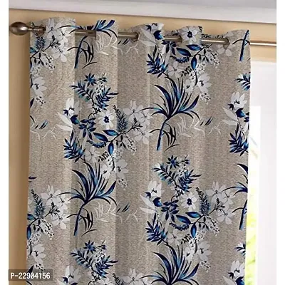 Dream Era Long Print Earth Grass with Floral Curtains for Window 2 Pc. Color Blue Size 4 Feet x 5 Feet