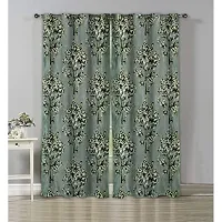 Dream Era Polyester Long Crush Tree Printed Curtain for Long Door 2 Pc. Color Green Size 4 Feet x 8 Feet-thumb2