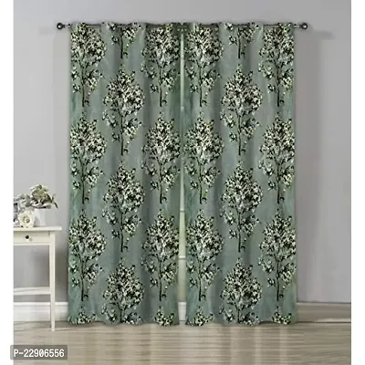 Dream Era Polyester Long Crush Tree Printed Curtain for Long Door 2 Pc. Color Green Size 4 Feet x 8 Feet-thumb3