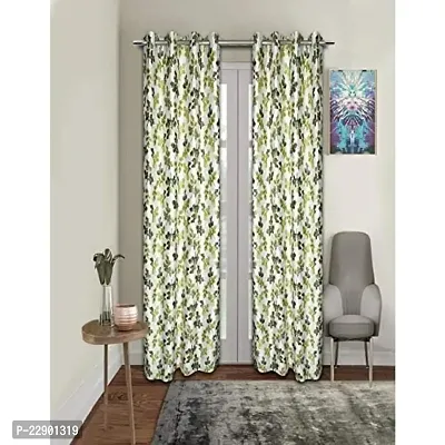 Dream Era Long Print Leaf Curtains for Long Door 2 Pc. Color Green Size 4 Feet x 8 Feet