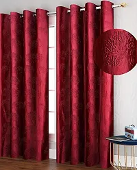 Dream Era Fine Decorative Polyester Maroon Tree Punch Curtains for Window 2 Pc. Size 4 Feet x 6 Feet-thumb1