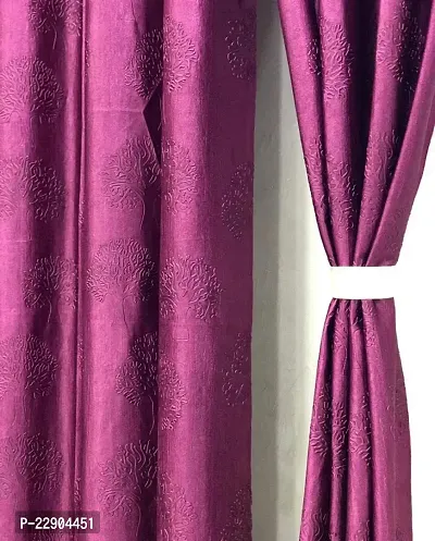 Dream Era Fine Decorative Polyester Wine Tree Punch Curtains for Window 2 Pc. Size 4 Feet x 6 Feet, Blackout