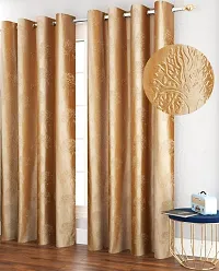 Dream Era Fine Decorative Polyester Cream Tree Punch Curtains for Window 2 Pc. Size 4 Feet x 6 Feet-thumb1