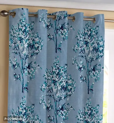 Dream Era Polyester, Polyester Blend Floral Curtain, Door - 7 Feet, Blue, Pack Of 2, Blackout