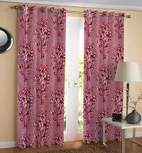 Dream Era Polyester Long Crush Tree Printed Curtain for Long Door 2 Pc. Color Maroon Size 4 Feet x 8 Feet-thumb1