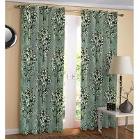 Dream Era Polyester Long Crush Tree Printed Curtain for Long Door 2 Pc. Color Green Size 4 Feet x 8 Feet-thumb1