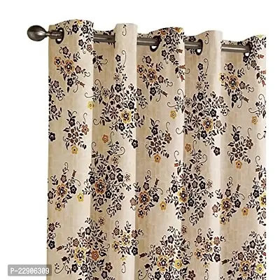 Dream Era Fine Polyester Geranium Flower Printed Curtain for Window 2 Pc. Color Brown Size 4 Feet x 6 Feet