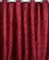 Dream Era Fine Decorative Polyester Maroon Tree Punch Curtains for Window 2 Pc. Size 4 Feet x 6 Feet-thumb2