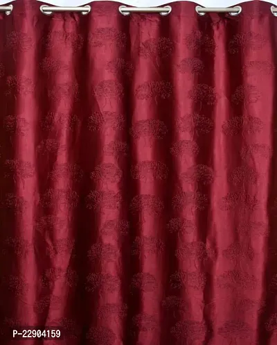 Dream Era Fine Decorative Polyester Maroon Tree Punch Curtains for Window 2 Pc. Size 4 Feet x 6 Feet-thumb3