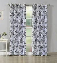 Dream Era Fine Polyester Geranium Flower Printed Curtain for Window 2 Pc. Color Grey Size 4 Feet x 5 Feet-thumb2