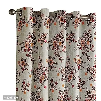 Dream Era Fine Polyester Geranium Flower Printed Curtain for Window 2 Pc. Color Orange Size 4 Feet x 6 Feet