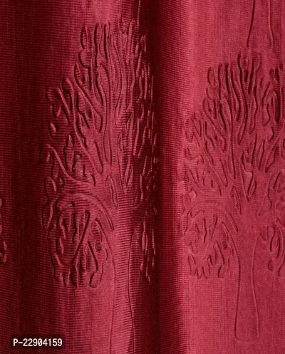 Dream Era Fine Decorative Polyester Maroon Tree Punch Curtains for Window 2 Pc. Size 4 Feet x 6 Feet-thumb4