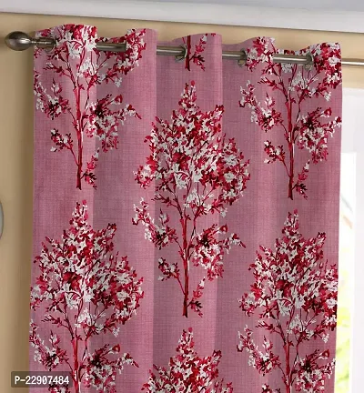 Dream Era Polyester Long Crush Tree Printed Curtain for Long Door 2 Pc. Color Maroon Size 4 Feet x 8 Feet-thumb0