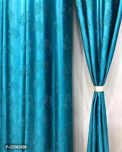 Dream Era Polyester Blended Fine Decorative Solid Tree Punch Curtains for Window, Aqua Blue, 4 Feet x 6 Feet - 2 Pieces, Blackout