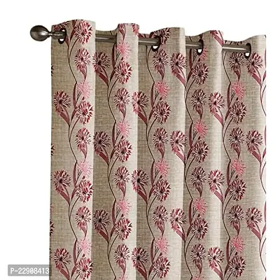 Dream Era Fine Polyester Aster Flower Printed Curtain for Window 2 Pc. Color Maroon Size 4 Feet x 6 Feet