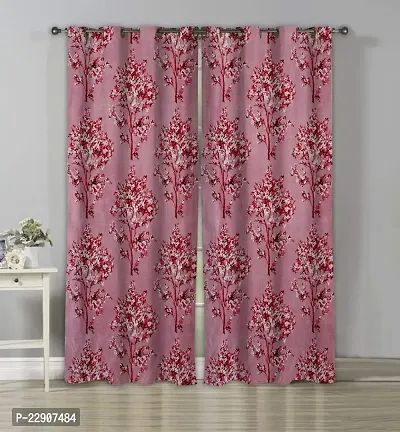 Dream Era Polyester Long Crush Tree Printed Curtain for Long Door 2 Pc. Color Maroon Size 4 Feet x 8 Feet-thumb3