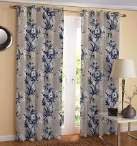 Dream Era Long Print Earth Grass with Floral Curtains for Door 2 Pc. Color Blue Size 4 Feet x 7 Feet-thumb1