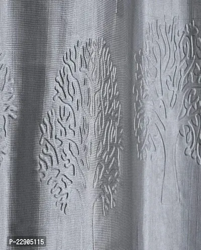 Dream Era Fine Decorative Polyester Solid Tree Punch Curtains for Window, Grey, 4 X 5 Feet, 2 Pc, Blackout-thumb4