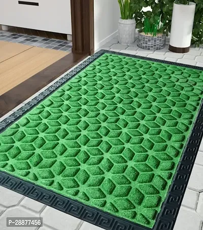 Hut Polypropylene Strip Pattern Entrance Welcome Door Mat (40 X 60) Green