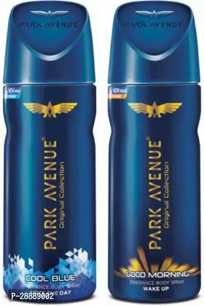 PARK AVENUE Cool Blue And Good Morning Deodorant Spray     For Men  150 ml, Pack of 2-thumb0