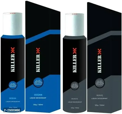 KILLER Ocean And Wave Deodorant Deodorant Spray     For Men and Women  300 ml, Pack of 2