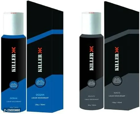 KILLER Ocean And Wave Liquid Deodorant 150ML Each  Pack of 2  Perfume Body Spray     For Men and Women  300 ml, Pack of 2-thumb0