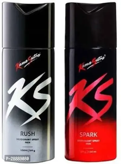 Kamasutra Spark with Rush Deodorants Deodorant Spray     For Men  300 ml, Pack of 2