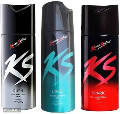 KS Combo of rush,urge and spark deo Deodorant Spray     For Men  450 ml, Pack of 3-thumb0