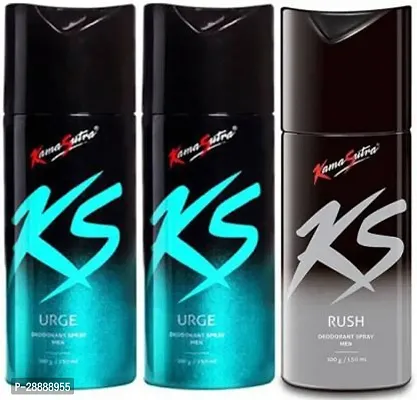 KS Combo Pack of Men urge and RUSH Deodorant Spray     For Men and Women  450 ml, Pack of 3